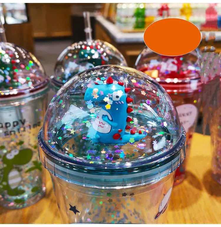 High-Value Dinosaur Doll With Straw Water Cup For Female Students Korean Version Of Anti-Fall Plastic Creative Handy Cup - Bellarte Enchanté High-Value Dinosaur Doll With Straw Water Cup For Female Students Korean Version Of Anti-Fall Plastic Creative Handy Cup
